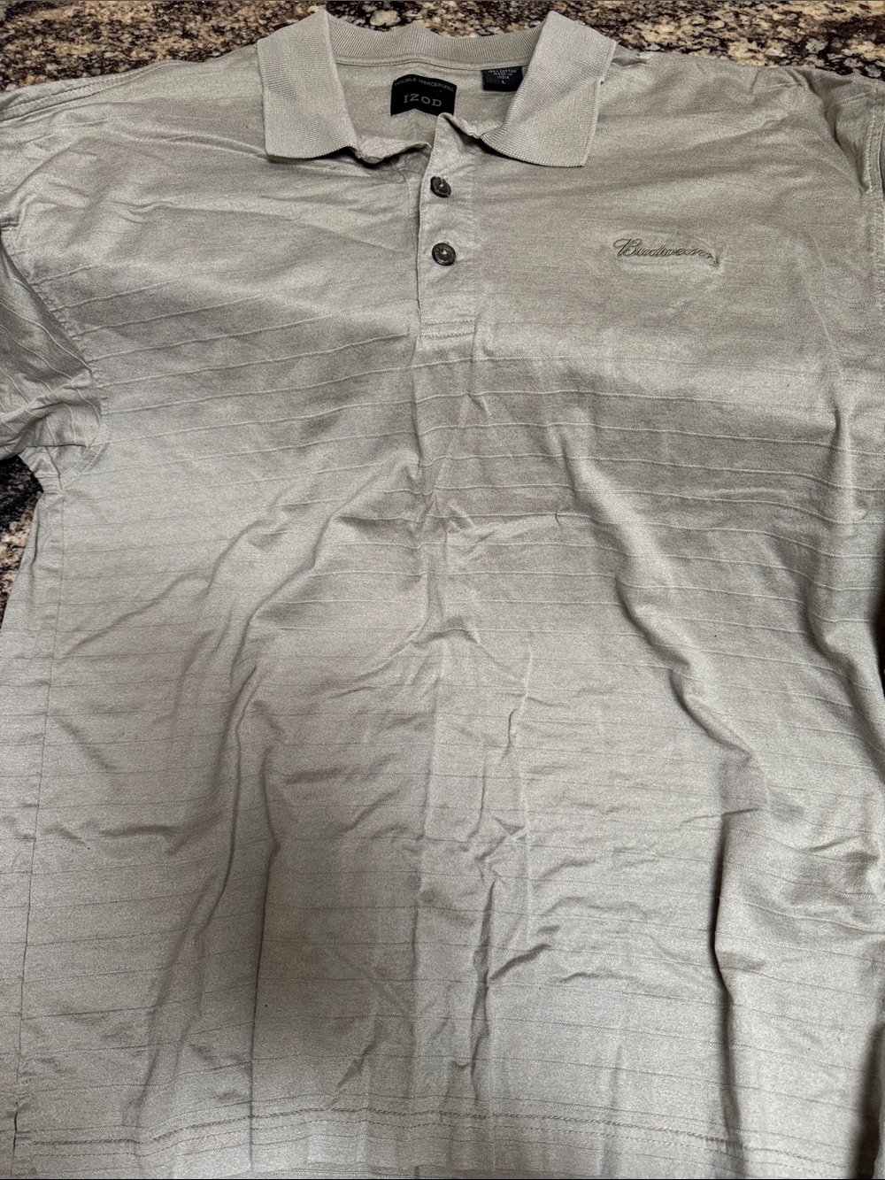 Izod Men’s Light Gray Subtle Stripe Polo